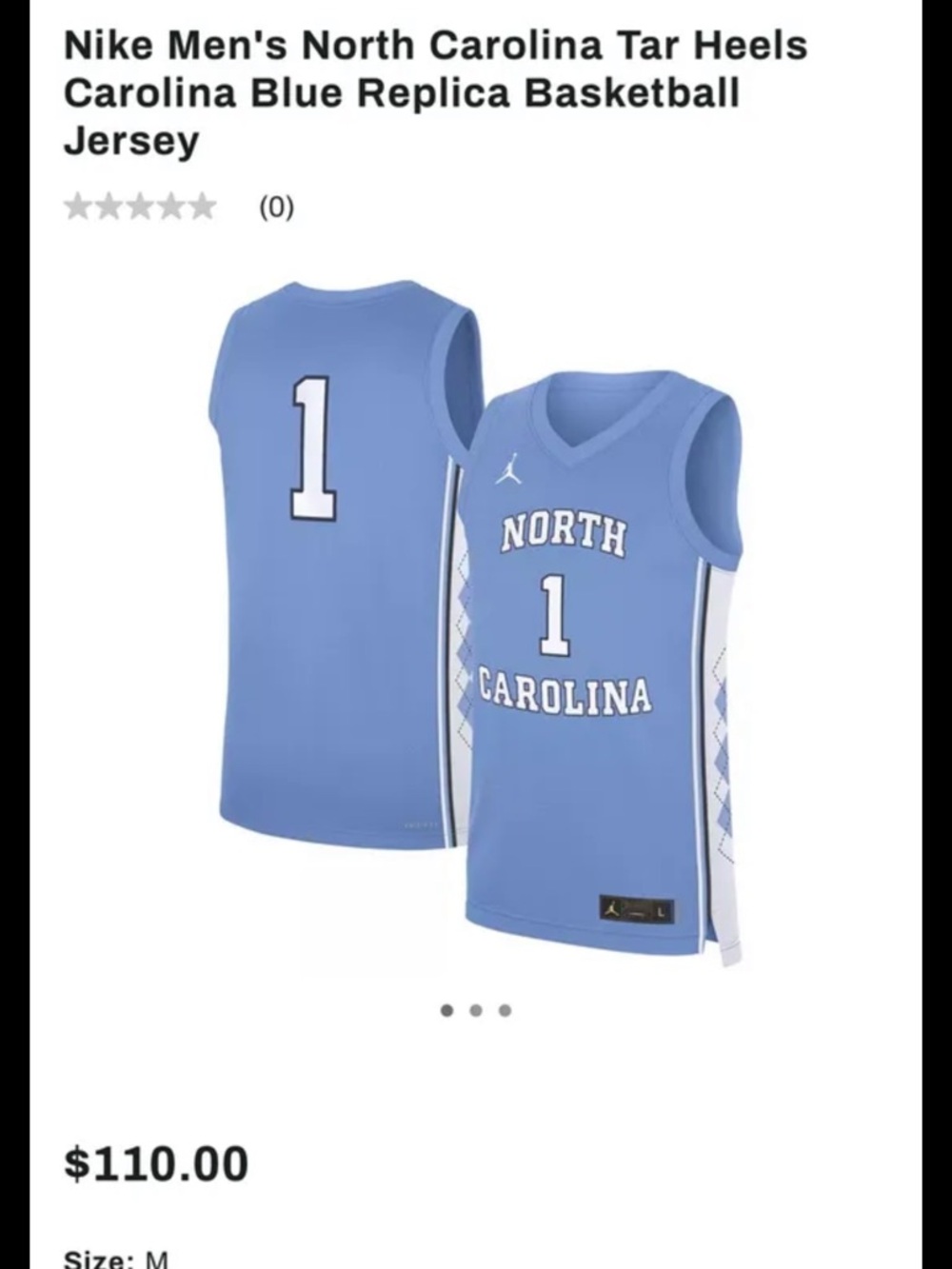 Nike Carolina Blue North Carolina Basketball Jersey